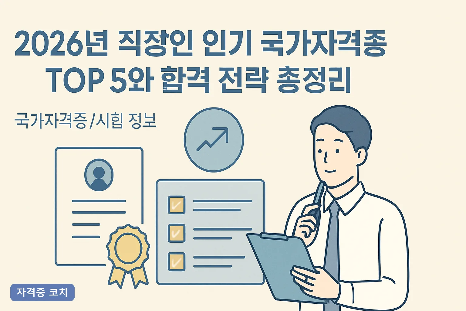 2026년 직장인 인기 국가자격증 TOP 5와 합격 전략 총정리｜합격률·응시료·6개월 로드맵