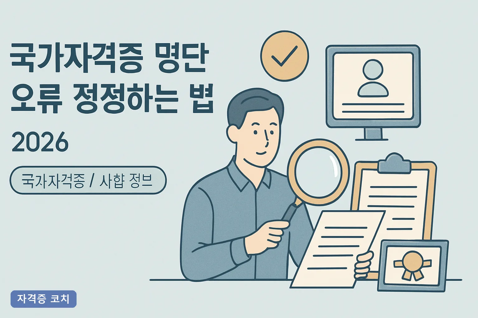 국가자격증 명단 오류 정정하는 법 2026 총정리, 큐넷 신청 절차와 개명·주민번호 정정 서류까지