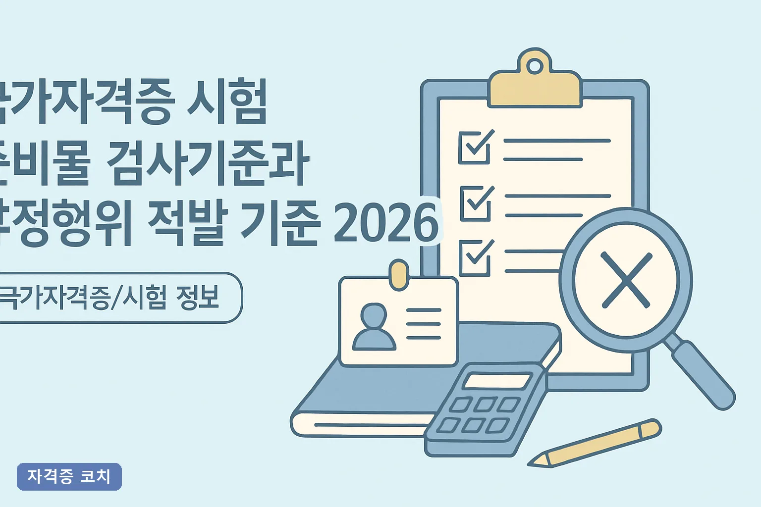 국가자격증 시험 준비물 검사기준과 부정행위 적발 기준 2026, 3년 응시제한 사유와 반입 금지품 총정리
