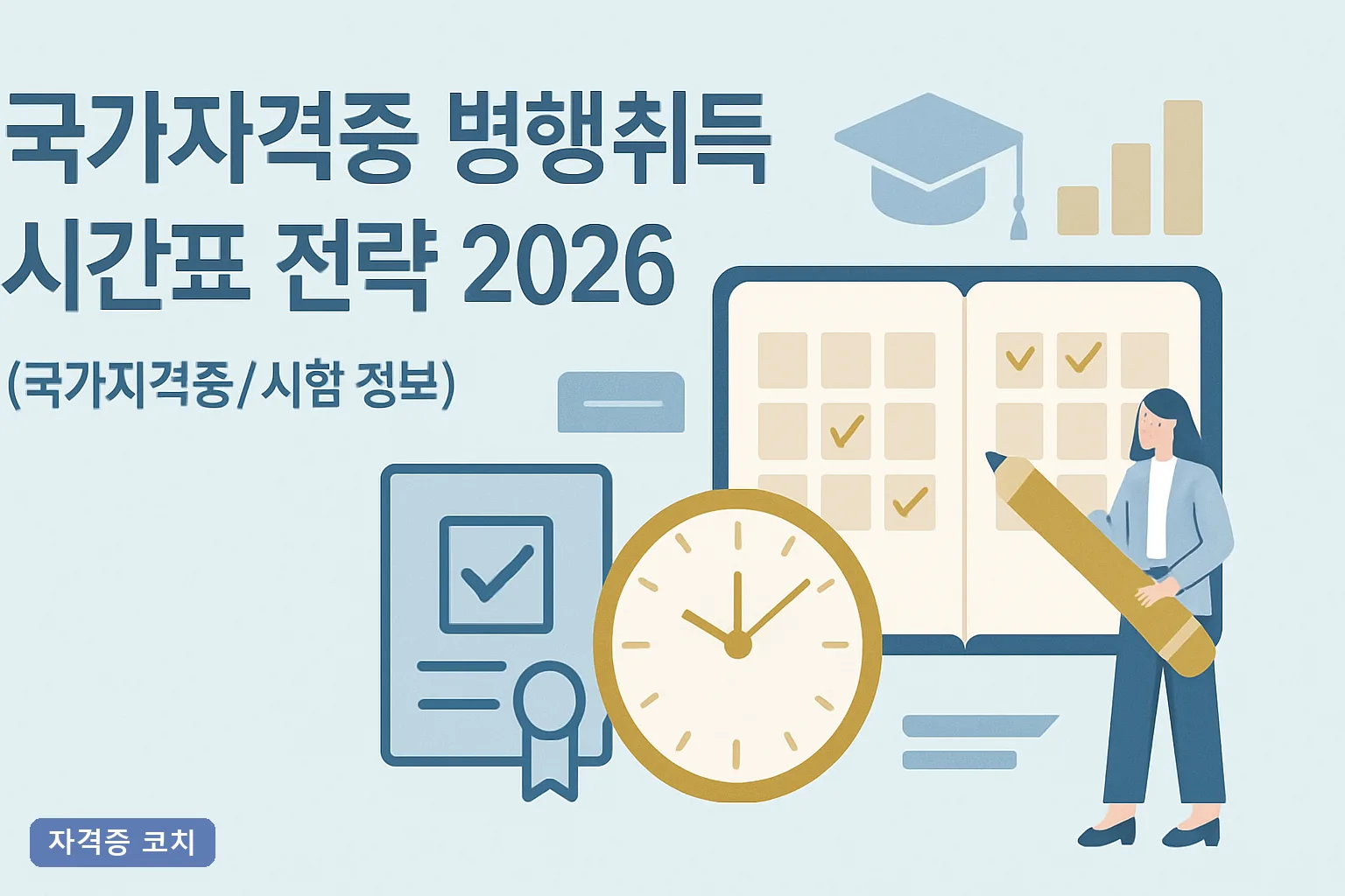 국가자격증 병행취득 시간표 전략 2026, 1년에 2개 동시합격 주간플래너와 순서 총정리