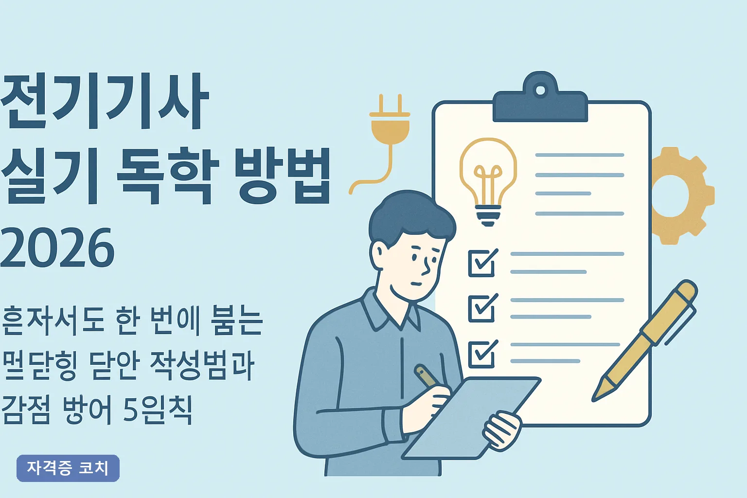 전기기사 실기 독학 방법 2026 혼자서도 한 번에 붙는 필답형 답안 작성법과 감점 방어 5원칙